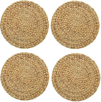 Kaemingk Placemat - 4x - naturel bruin - D35 cm - rotan gevlochten - rond - onderlegger - tafeldecoratie