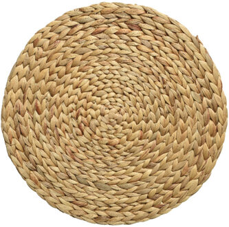 Kaemingk Placemat - gevlochten - D35 cm - naturel - rond - bohemian style - onderlegger Beige
