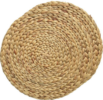 Kaemingk Placemats - 2x - gevlochten - 35 cm - rond - naturel - bohemian style