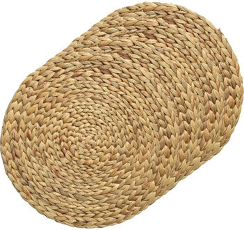 Kaemingk Placemats - 4x - gevlochten - 35 cm - rond - naturel - bohemian style