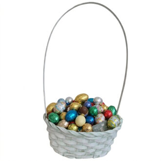 Kaemingk Rieten mandje met hengsel - mintgroen - D20 x H38 cm - paasmandje