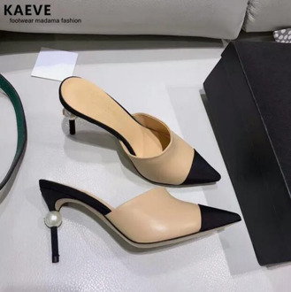 Kaeve 2019 nude pumps Shoes Pear Mules Sexy Pointed Toe high heels sandals women Sling back Sandals Runway Mixcolors size 34-40