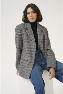 Kaffe Kaeda jacket 10509034 heringbone Zwart - 36
