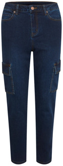 Kaffe Slim-fit Cargo Jeans met hoge taille en zijzakken Kaffe , Blue , Dames - XL