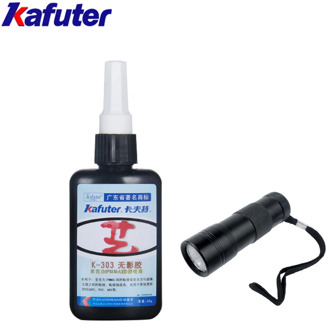 Kafute K-303 50ml Shadowless Glue Adhesive Plastic Glass Metal Rubber+Flashlight UV Curing Adhesive Acrylic Transparent Plastic