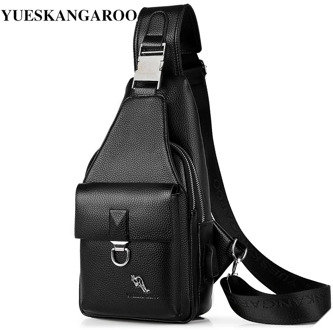 Kagaroo Luxury Brand USB Charging Leather Chest Bag Men Messenger Bag Casual Crossbody Sling Bag Male Business Chest Pack