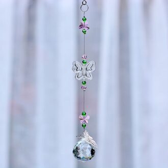 Kainai Crystal Zon Catcher Vlinder Roze Opknoping Venster Crystal Prisma Ornament Rainbow Charm Tuin Decoratie Tuin Fengshui doorzichtig