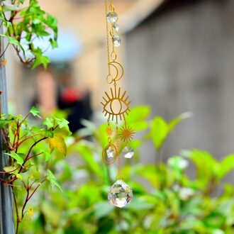 Kainai Opknoping Crystal Prism Suncatcher Rainbow Maker Big Eye Koperen Maan Suncatcher Voor Venster Bruiloft Ornament Decoratie