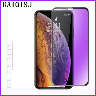 KAIQISJ Purple Light Tempered Glass For iPhone 12 ProMax mini, Protective Glass for iPhone 6 7 X XR 11Pro Full Screen Protector