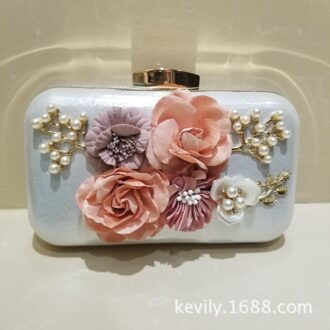 Kaiweili Bloem Cheongsam Avondtasje Banket Tas Jurk Handtas Schouder Keten Diagonaal Tas Handgemaakte Bloem Zak wit