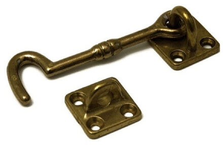 Kajuithaak - messing - gepolijst - 7.5 cm - windhaak - deur- en raamvastzetter Zilver