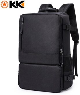 Kaka Functionele 15.6 Inch Laptop Mannen Rugzak Grote Capaciteit Mannen Bagage Schoudertassen Grijs Leisure Backpacken zwart