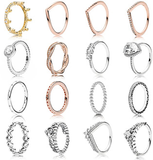 KAKANY 2019 New 925 Sterling Silver Rose Gold Heart Crown Crown Zircon Ring Mother's Day Original European Pop Female Jewelry