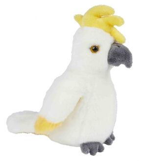 Kaketoe vogel pluche knuffeldier - 18 cm - wit - tropische dieren knuffels