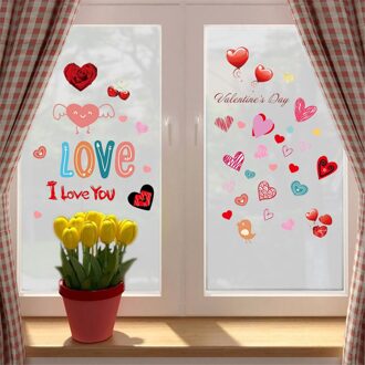 Kakuder Kleur Liefde Hart Sticker Valentijnsdag Zelfklevende Window Sticker Koelkast Decor Vinilo Decorativo Pegatinas