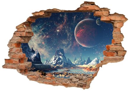 Kakuder Muursticker Landschap Ocean Blue Sky 3D Effect Landschap Schilderij Venster Gat Muursticker Decals Decor Sticker #2