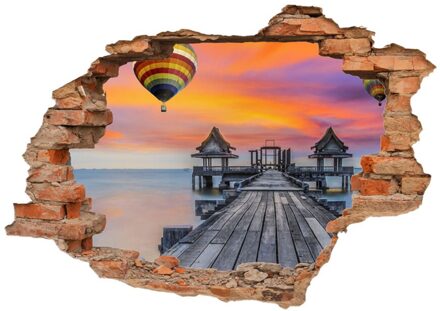 Kakuder Muursticker Landschap Ocean Blue Sky 3D Effect Landschap Schilderij Venster Gat Muursticker Decals Decor Sticker #2