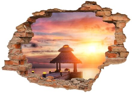 Kakuder Muursticker Landschap Ocean Blue Sky 3D Effect Landschap Schilderij Venster Gat Muursticker Decals Decor Sticker #2