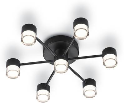 Kala LED plafondlamp, zwart, 7-lamps mat zwart, helder