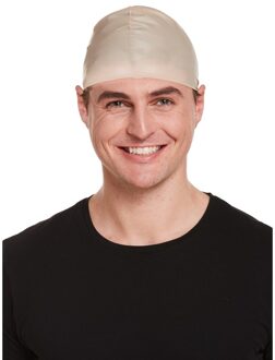 Kale kop verkleed pruik - rubber - one size - voor volwassenen - gabber carnaval Beige