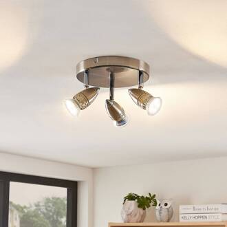 Kalean plafondspot, nikkel, 3-lamps nikkel, chroom