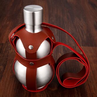 Kalebas Vormige Rvs Alcohol Vodka Hip Kolven Grote Capaciteit 250/500Ml Wijn Pot Liquor Fles Met Draagbare lederen Riem