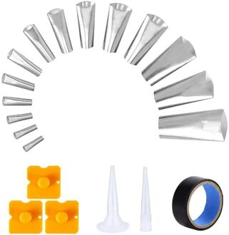 Kalefateren Nozzle Applicator 20Pcs Breeuwen Finisher Kit Rvs Kit Breeuwen Nozzle Tool Voor Keuken Badkamer Retail