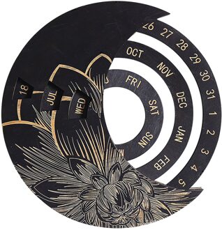 Kalender Houten Everlasting Perpetual Muur Opknoping Ambachten Decoratieve Xmas Kerst Komst Kalenders Thuis zwart
