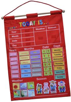 Kalender W/Weer Grafiek Muur Haning Peuter Educatief Speelgoed rood