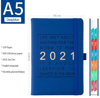 Kalender Wekelijkse & Maandelijkse Planner Notepad, Januari -December , 320 Pagina 'S, 8.3Inch X 5.7Inch donker blauw