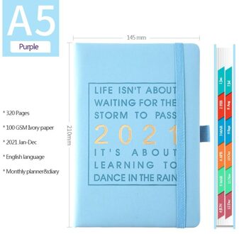 Kalender Wekelijkse & Maandelijkse Planner Notepad, Januari -December , 320 Pagina 'S, 8.3Inch X 5.7Inch licht blauw