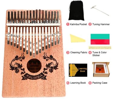 Kalimba 17 Sleutel Draagbare Duim Vinger Piano Mahonie Muziekinstrumenten Calimba Mbira Voor Kind Volwassen Beginner Kalimba dubbele bloem