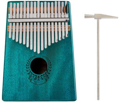 Kalimba 17 Toetsen Kalimba Duim Piano Massief Hout Draagbare Mahonie Toetsenbord Instrument Afrikaanse Calimba Vinger Piano meer blauw