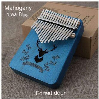 Kalimba 17 Toetsen Thumb Piano Massief Hout Mahonie Mbira Body Muziekinstrumenten Calimba Piano Creatieve Muziekdoos blauw hert