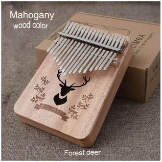 Kalimba 17 Toetsen Thumb Piano Massief Hout Mahonie Mbira Body Muziekinstrumenten Calimba Piano Creatieve Muziekdoos houtkleur hert