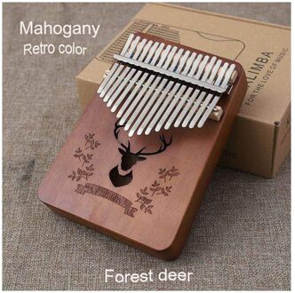 Kalimba 17 Toetsen Thumb Piano Massief Hout Mahonie Mbira Body Muziekinstrumenten Calimba Piano Creatieve Muziekdoos Retro hert