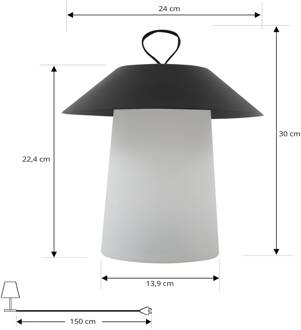 Kalina LED oplaadbare tafellamp, dimbaar, IP44 wit, zwart