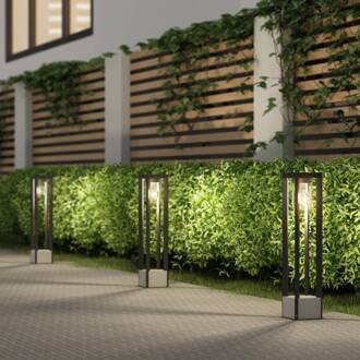 Kalisa tuinpadverlichting, E27, IP44, 70 cm, grijs, metaal donkergrijs (RAL 840-M), helder