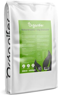 Kalk Korrel meststof verrijkt met magnesium (20Kg - Voor 400m2) voor dieper bladgroen (+PH) Speciaal voor gazon, Perken, Moestuin en openbaar groen - Organifer