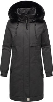 Kaltwetterretter dames winterparka met imitatiebontkraag Zwart - S