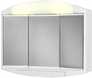 KALY - toiletkast - 3 spiegeldeuren - wit kunststof - 1 UTE (conform BEL) stopcontact - 1 verlichtingsschakelaar - 59 cm breed