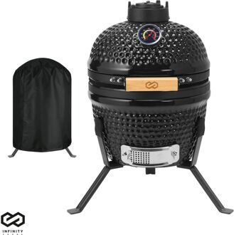 Kamado BBQ Egg - 13 Inch - Inclusief Hoes - Houtskoolbarbecue - Ø 27 CM - Zwart