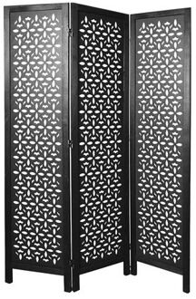 Kamerscherm 3 Panelen Hout Zwart 170x120cm