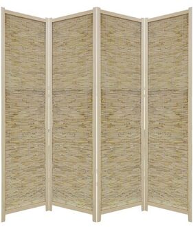 Kamerscherm 4 Panelen Hout Bamboe Beige 170x160cm