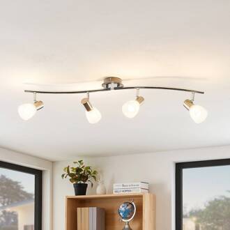 Kamiran plafondspot, 4-lamps chroom, gesatineerd nikkel, wit