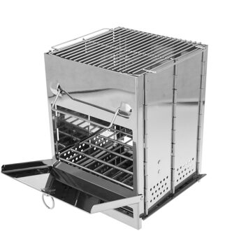 Kamp Grill Opvouwbare Roestvrij Staal Kleine Draagbare Kachels Met Draagtas Voor Camping Koken Barbecue Hout Kachel Extra Grote