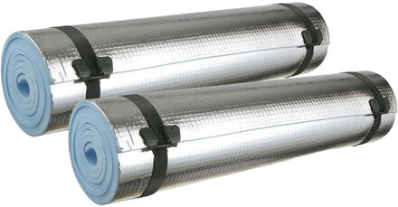 kampeermat - 2x - met aluminiumfolie 180 x 50 x 0,6 cm - isolatiemat - survivallen