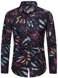 Kancoold Mannen Casual Shirt Splicing Gedrukt Regelmatige Mannen Shirt Single Breasted Lange Mouwen Formele Zakelijke Shirts XXL