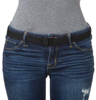 KANCOOLD Verstelbare Stretch Taille Riem No Show Platte Gesp Antislip Eenvoudige Elastische Riemen Band Voor Vrouwen Broek Kleding tailleband zwart