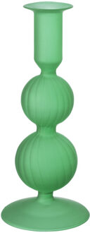 Kandelaar 2bol - groen - ø8.5x20 cm Transparant